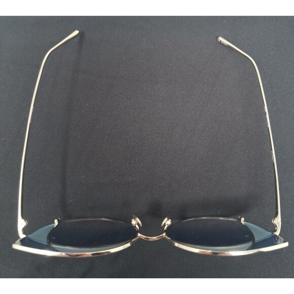 Linda Farrow 856 C7 Oversized Cat Eye Sunglasses Silver And Blue Titanium Frame - Picture 4 of 9